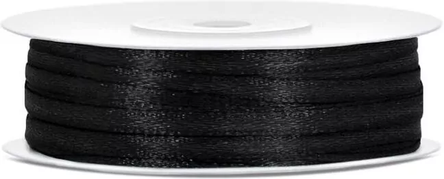 Wstążka dekoracyjna czarna 3mm/50m - tantis.pl