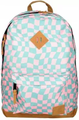 Plecak młodzieżowy, szachownica zielono-różowa