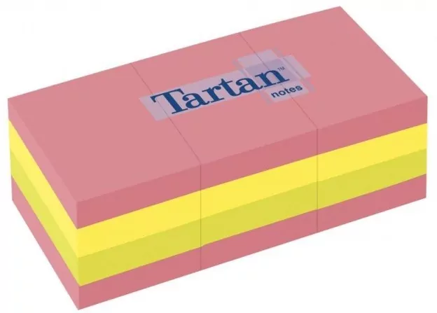 Paczka Karteczki samoprzylepne TARTAN 38x51mm mix kolorów 12 szt. - tantis.pl