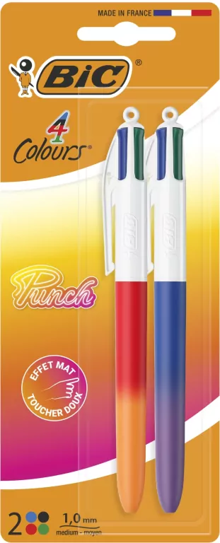Długopis 4 Colors Punch Rainbow 1mm mix 2szt BIC - tantis.pl