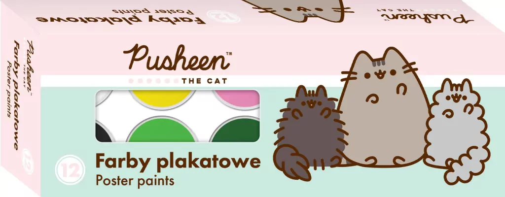 Farby plakatowe. Pusheen, 12 kolorów 20 ml - tantis.pl