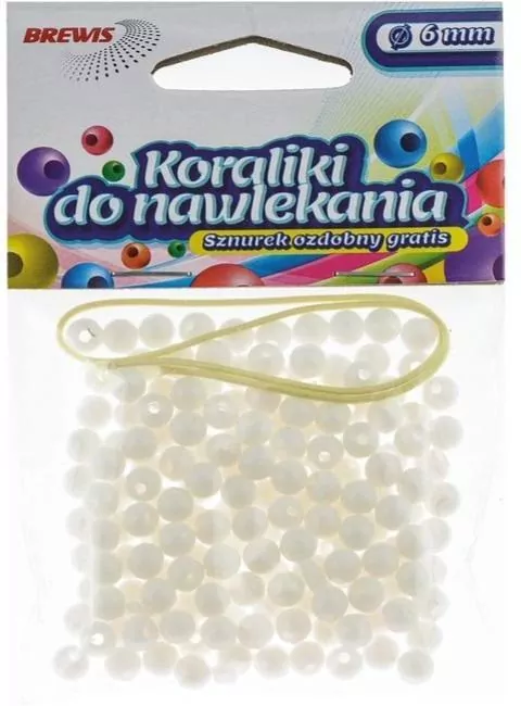 Koraliki do nawlekania + sznurek. Białe 16g - tantis.pl