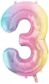 Balon foliowy cyfra 3 86cm pastel tęczowy - tantis.pl