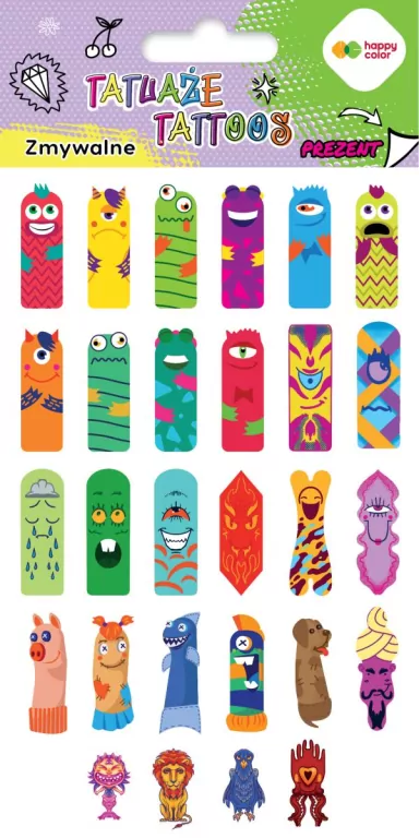 Tatuaże zmywalne Fingers Tattoo HAPPY COLOR - tantis.pl