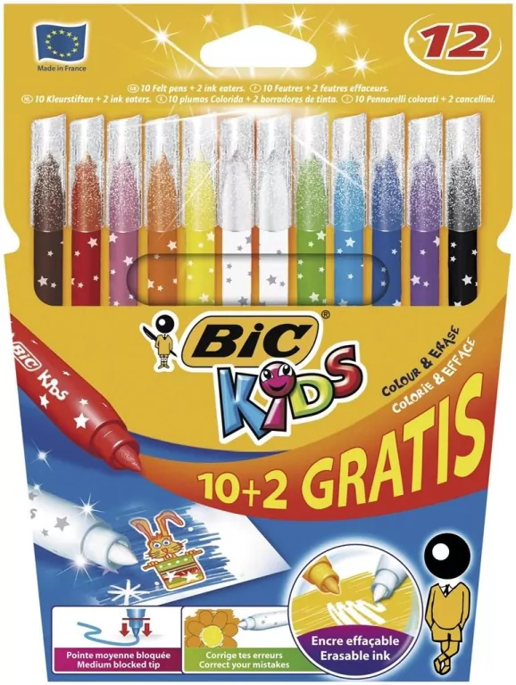 Flamastry KIDS Colour & Erase 10+2 kolory - tantis.pl