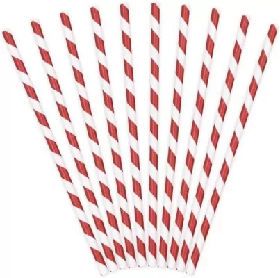Słomki papierowe czerwone 19,5cm