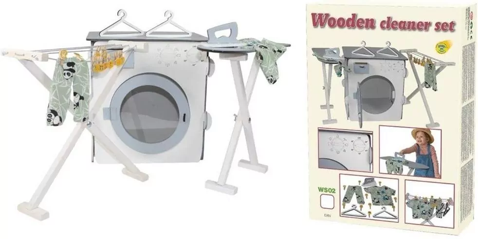 Zestaw do prania drewniany biały - tantis.pl