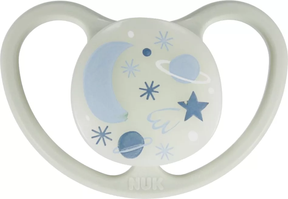 NUK. Space Night. Smoczki silikonowe 2 sztuki. 0-6 miesięcy. Kosmos i owieczka - tantis.pl