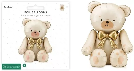 Balon foliowy Miś kremowy 75x84cm - tantis.pl