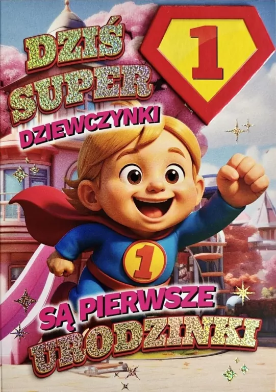 Karnet Urodziny roczek dziewczynka - Superbohater. - tantis.pl