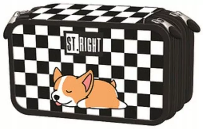 Piórnik potrójny z wyposażeniem z pieskiem PC5 Sleepy Corgi - tantis.pl