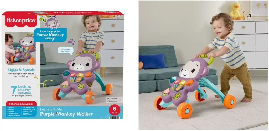 Fisher-Price Fioletowa Małpka Interaktywny Chodzik - tantis.pl