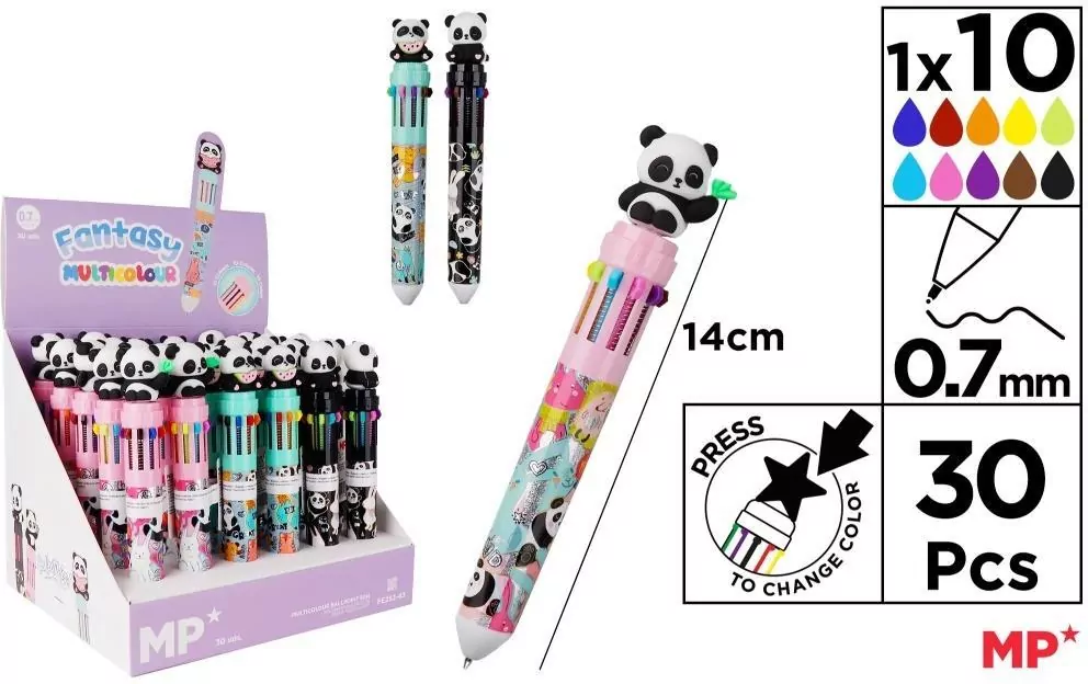 Długopis wielokolorowy 10w1 0.7mm panda (30szt) - tantis.pl