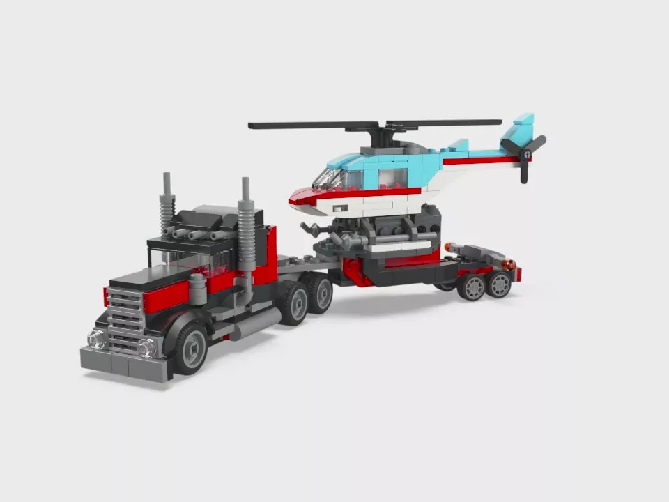 LEGO® Creator. Ciężarówka z platformą i helikopterem 31146 - tantis.pl