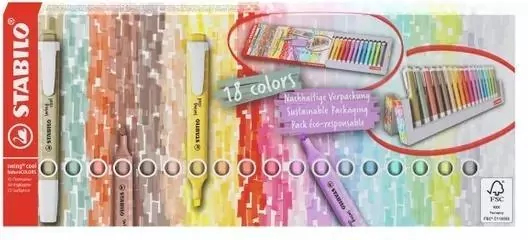 Zakreślacz Swing Cool pastel 18 kolorów STABILO - tantis.pl