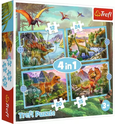 Puzzle 4 w 1 Wyjątkowe dinozaury