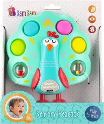 Bam Bam. Zabawka sensoryczna. Paw
