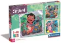 Clementoni. Puzzle 3x48. Super Kolor. Stitch - tantis.pl