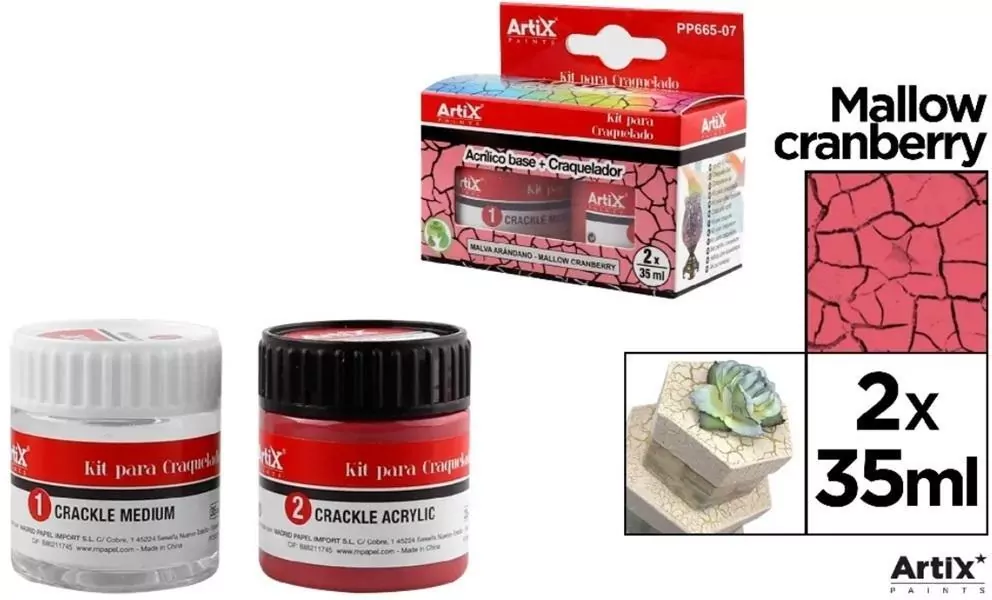 Farba akrylowa malinowa + środek do spękań 2x35ml - tantis.pl