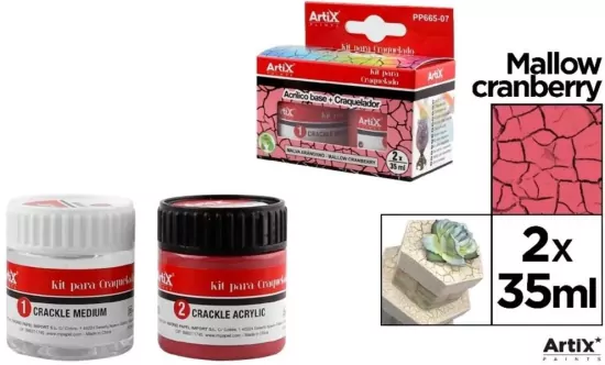 Farba akrylowa malinowa + środek do spękań 2x35ml