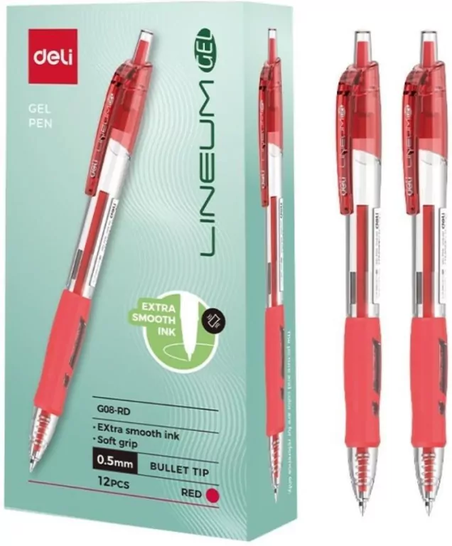Długopis żelowy 0,5mm Arrix czerwony  DELI - tantis.pl