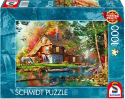 Puzzle PQ 1000 Młyn wodny piękną jesienią