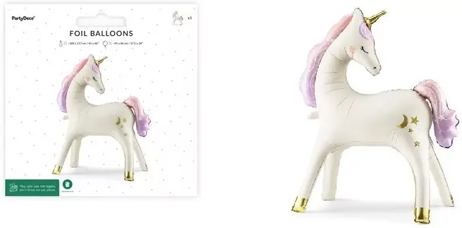 Stojący balon foliowy Jednorożec 95x86cm - tantis.pl