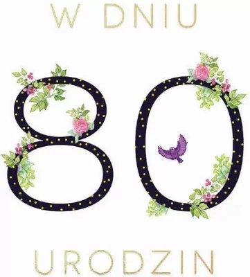 Karnet Swarovski kwadrat: Urodziny 80