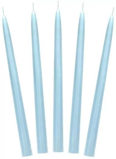 Świeca stożkowa matowa błękitna 24cm (10 szt.) - tantis.pl