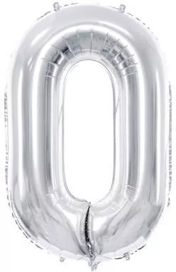 Balon foliowy cyfra 0 86cm srebrny - tantis.pl