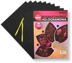 Wydrapywanka hologramowa A4 (10 arkuszy) różowa + 2 rylce
