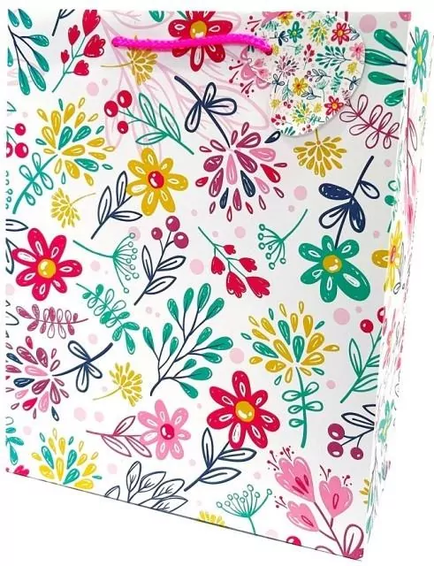 Torebka ozdobna matowa 26x32x12cm Kwiaty - tantis.pl