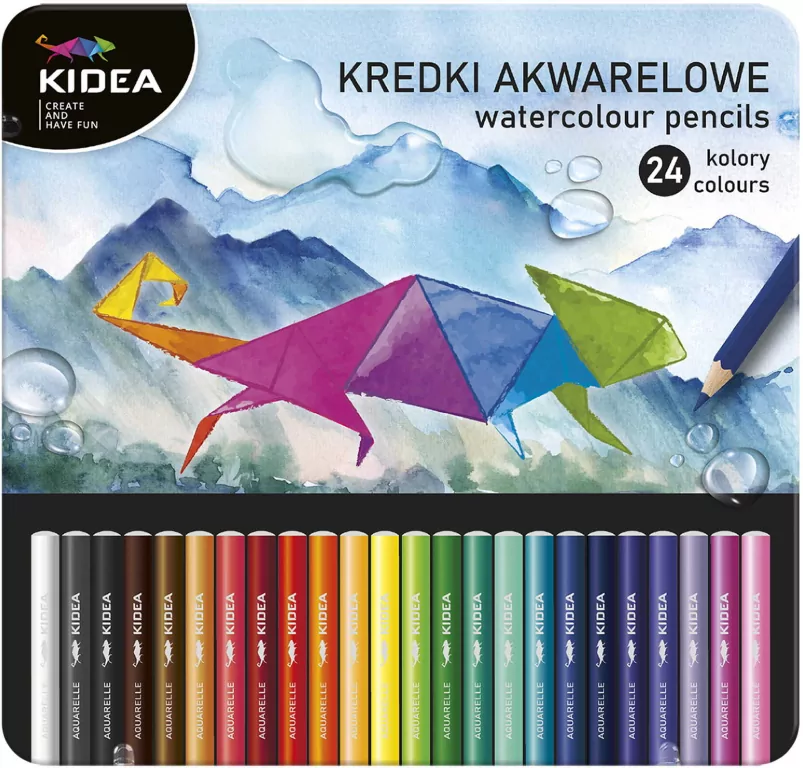 Kredki akwarelowe w pudełku 24 kolory KIDEA - tantis.pl