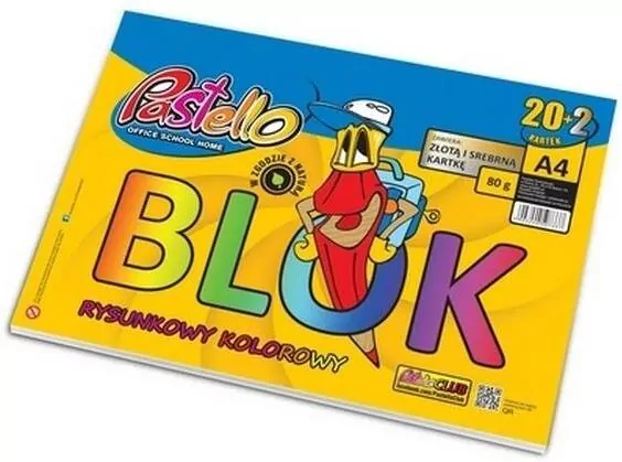 Blok rysunkowy A4 80g kolorowy 22 kartki - tantis.pl