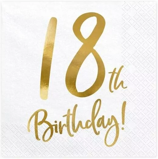 Serwetki 18th Birthday biały 33x33cm - tantis.pl