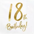 Serwetki 18th Birthday biały 33x33cm - tantis.pl