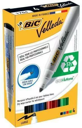 Marker Velleda 1701 Eco okrągły Mix 4 kolory BIC - tantis.pl
