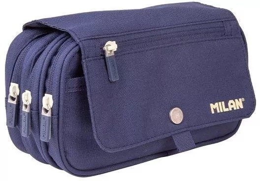 MILAN. Piórnik 3 komory z klapką 1918 niebieski