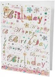 Karnet B6 + koperta Urodziny Złote napisy