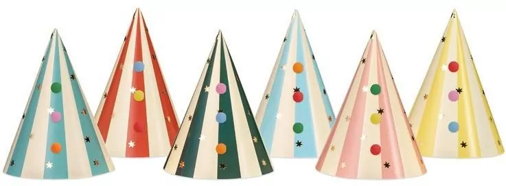 Czapeczki z pomponami 16cm 6szt - tantis.pl