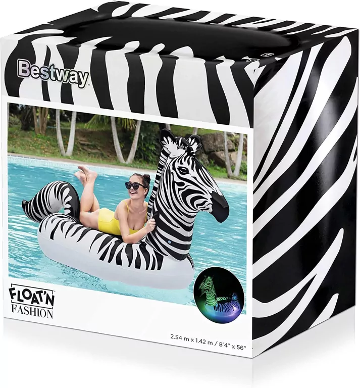 Dmuchany materac zebra LED 254x142cm - tantis.pl