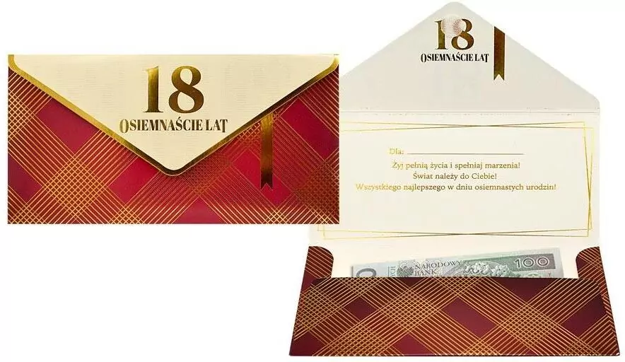 Koperta podarunkowa Urodziny 18 - tantis.pl
