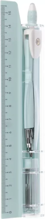 Cyrkiel metalowy + linijka 15cm pastel blue - tantis.pl