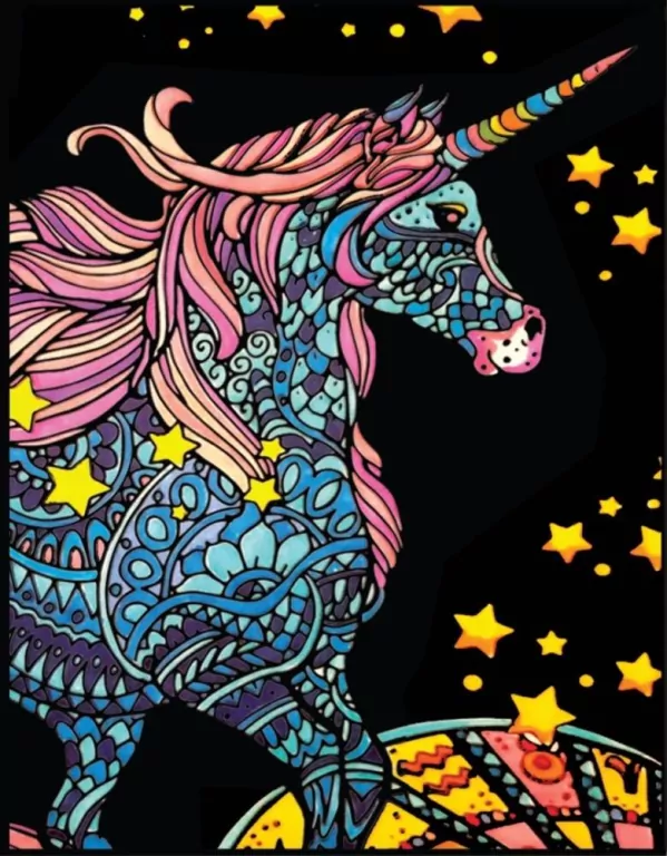 Kolorowanka welwetowa A4 Jednorożec Zodiak - tantis.pl