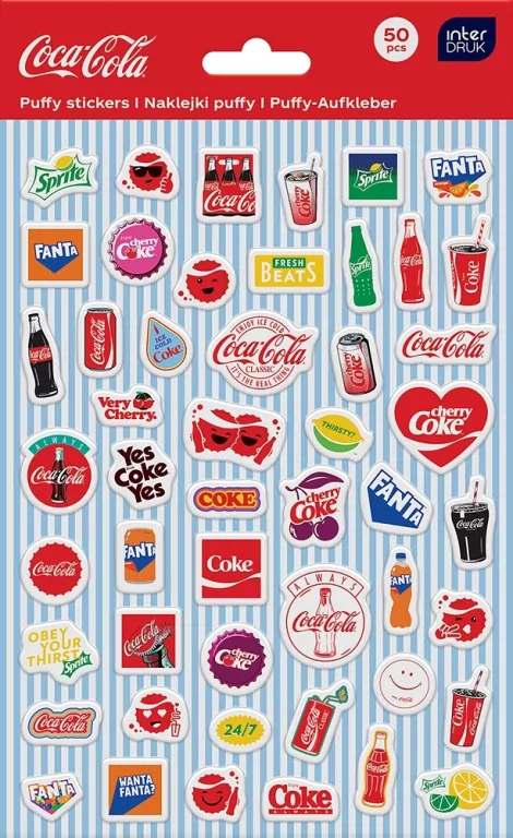 Naklejki puffy Coca Cola 50szt - tantis.pl