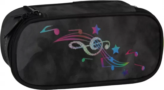 Piórniki - Piórnik saszetka owalna 1 zamek Music