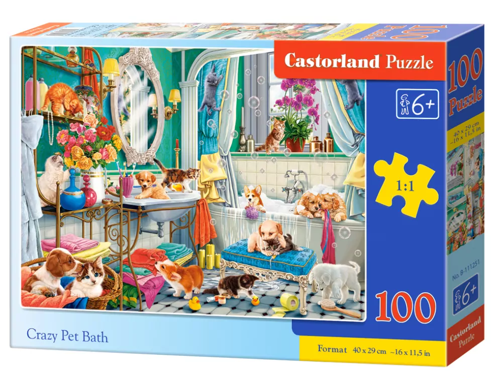 Puzzle 100. Crazy Pet Bath - tantis.pl