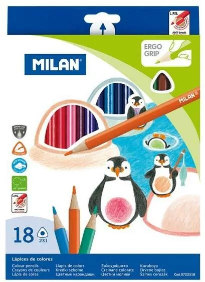 Kredki ołówkowe, trójkątne. 18 kolorów - tantis.pl