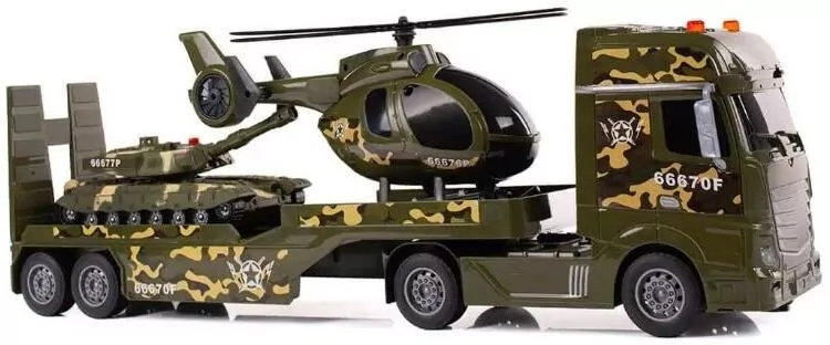 Zestaw wojskowy tir laweta z helikopterem + czołg - tantis.pl