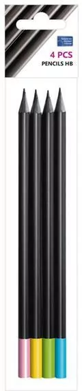 Ołówek okrągły HB Black. Zestaw 4 sztuki - tantis.pl